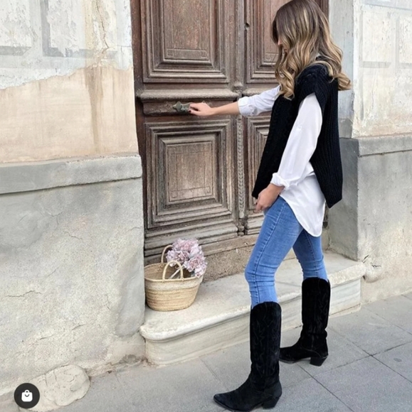 LAST ONE ZARA NWT VHTF Leather Heeled COWBOY Boots - Picture 12 of 15